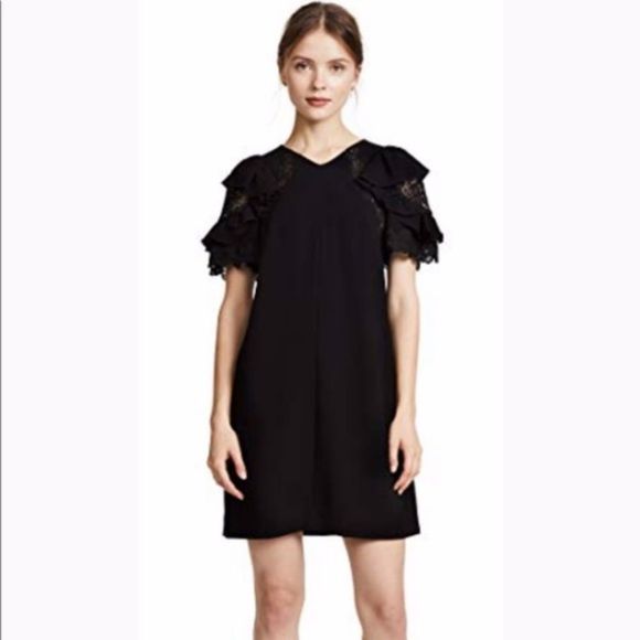 Rebecca Taylor Crepe Lace Dress Size 8 - Picture 2 of 4